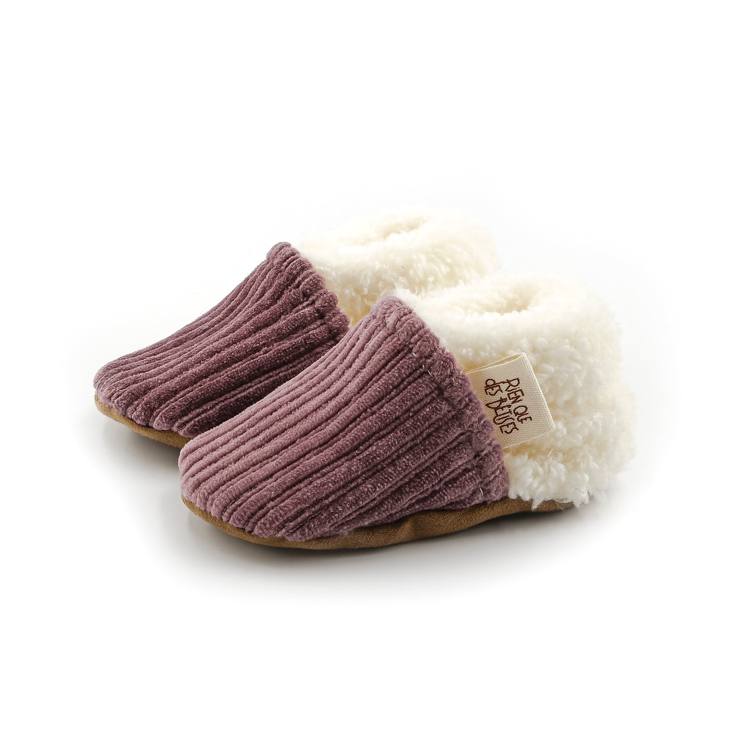Chaussons velours parme