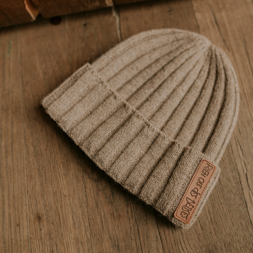 Bonnet enfant en laine taupe