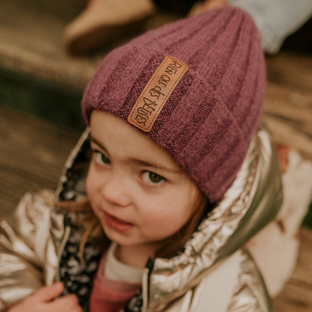 Bonnet enfant en laine parme
