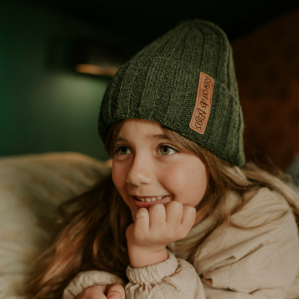 Bonnet enfant en laine kaki