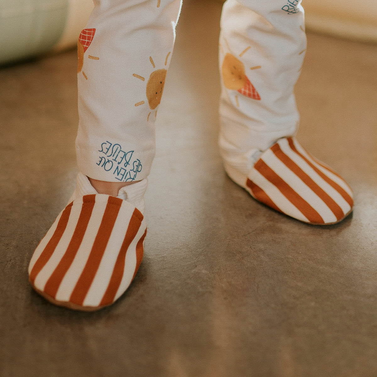 chaussons été rayé camel rien que des bêtises