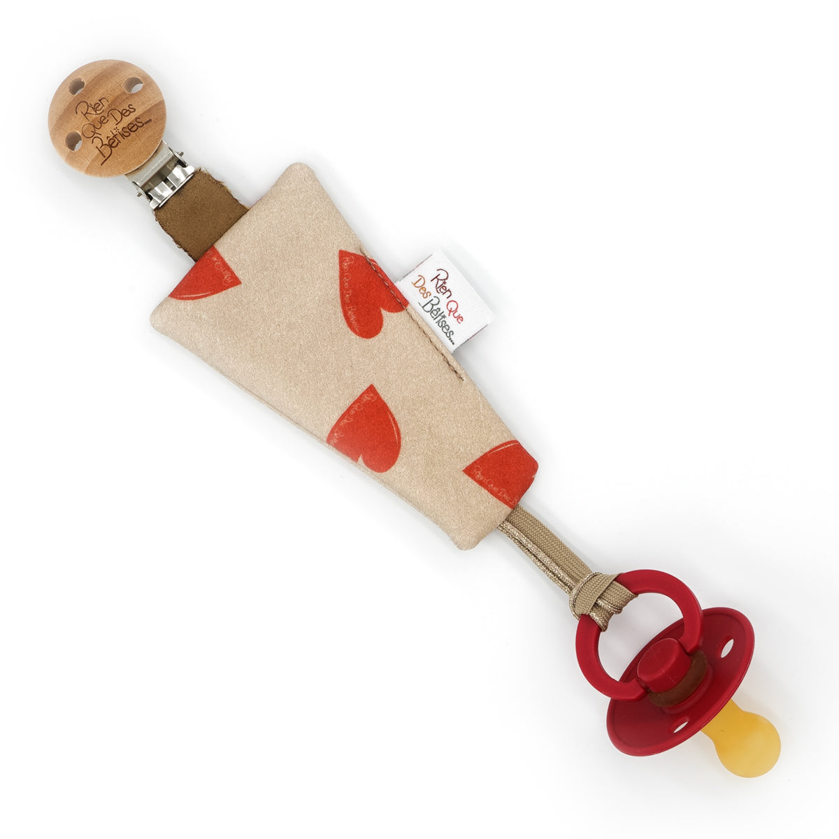 Attache tétine coeur rouge