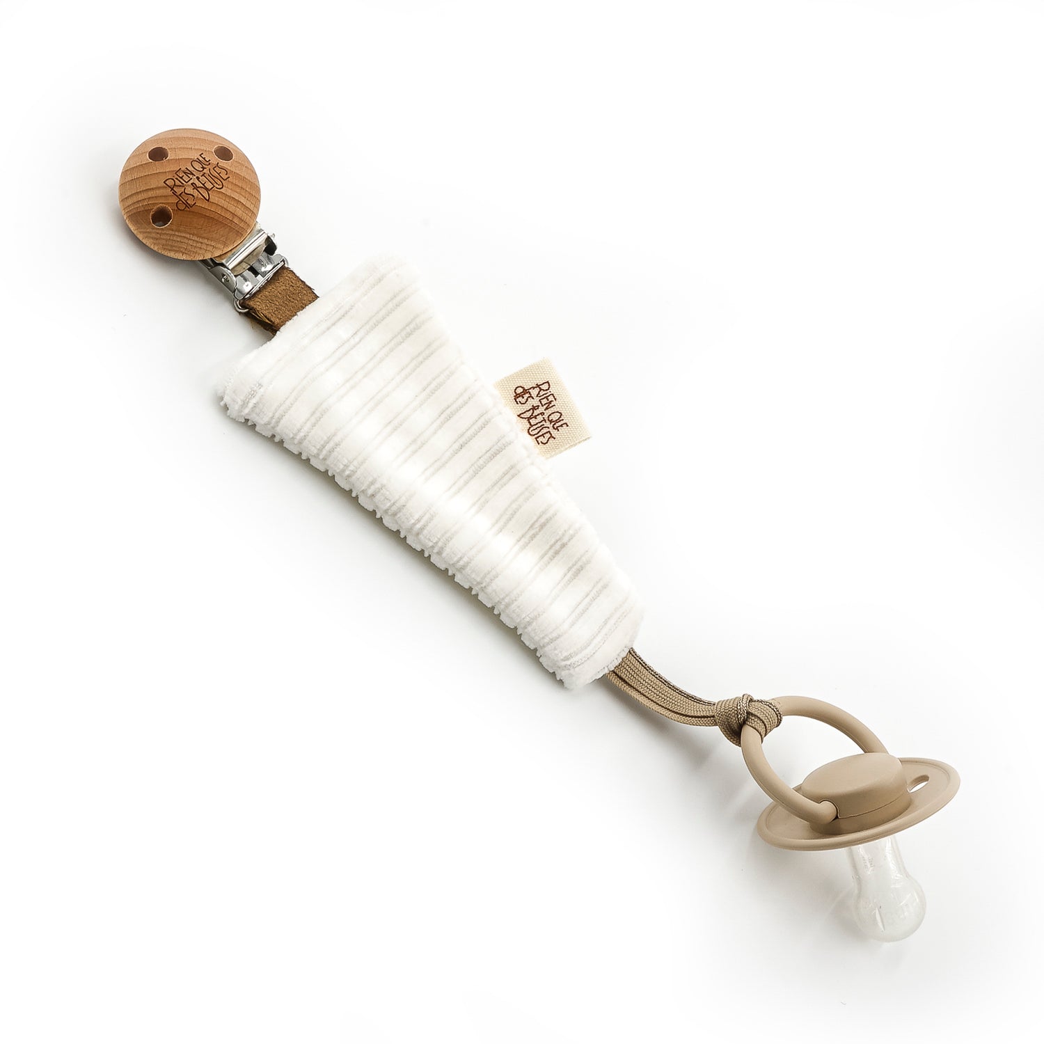 Attache tétine velours ecru