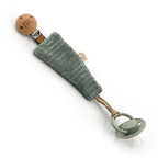 Attache tétine velours kaki