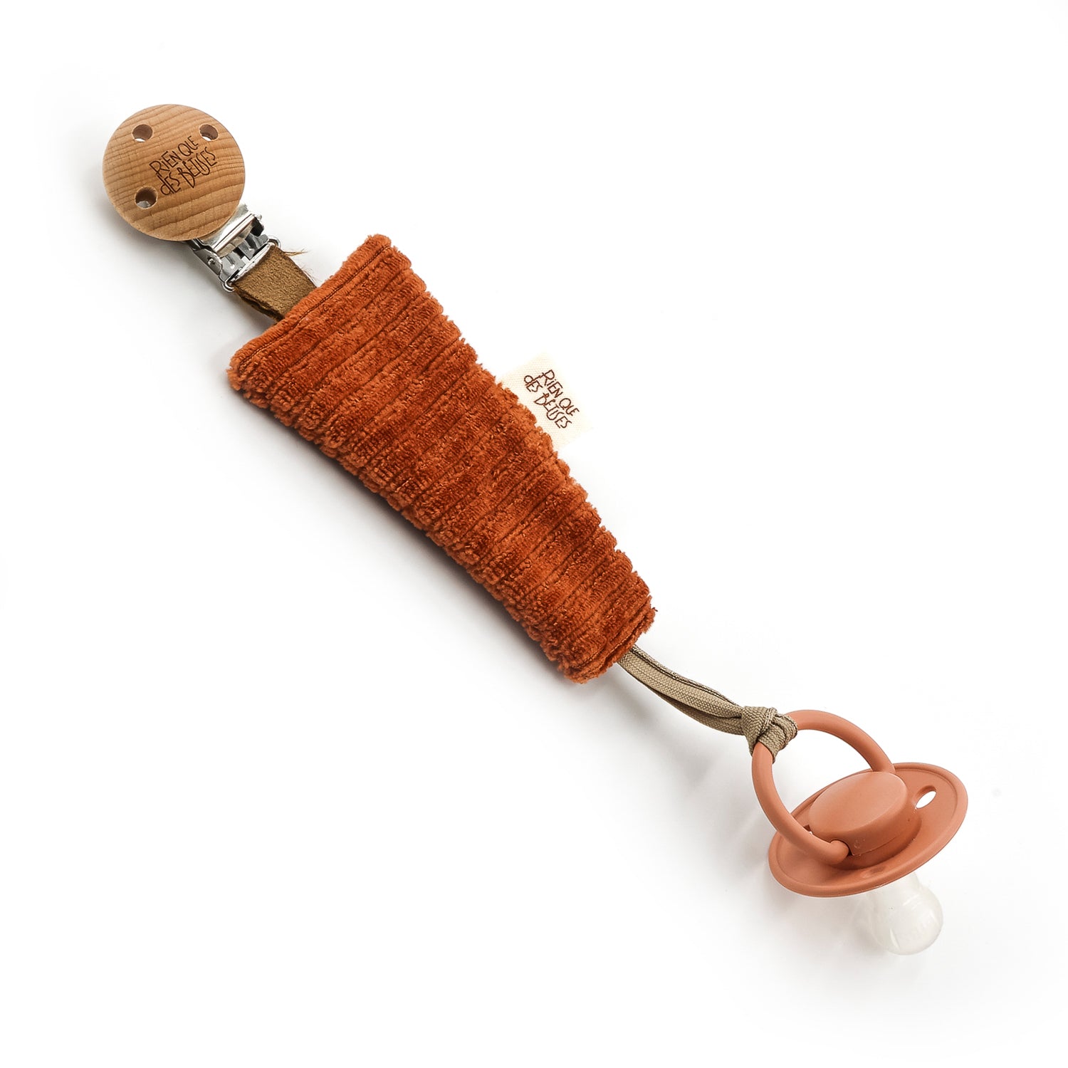 Attache tétine velours paprika