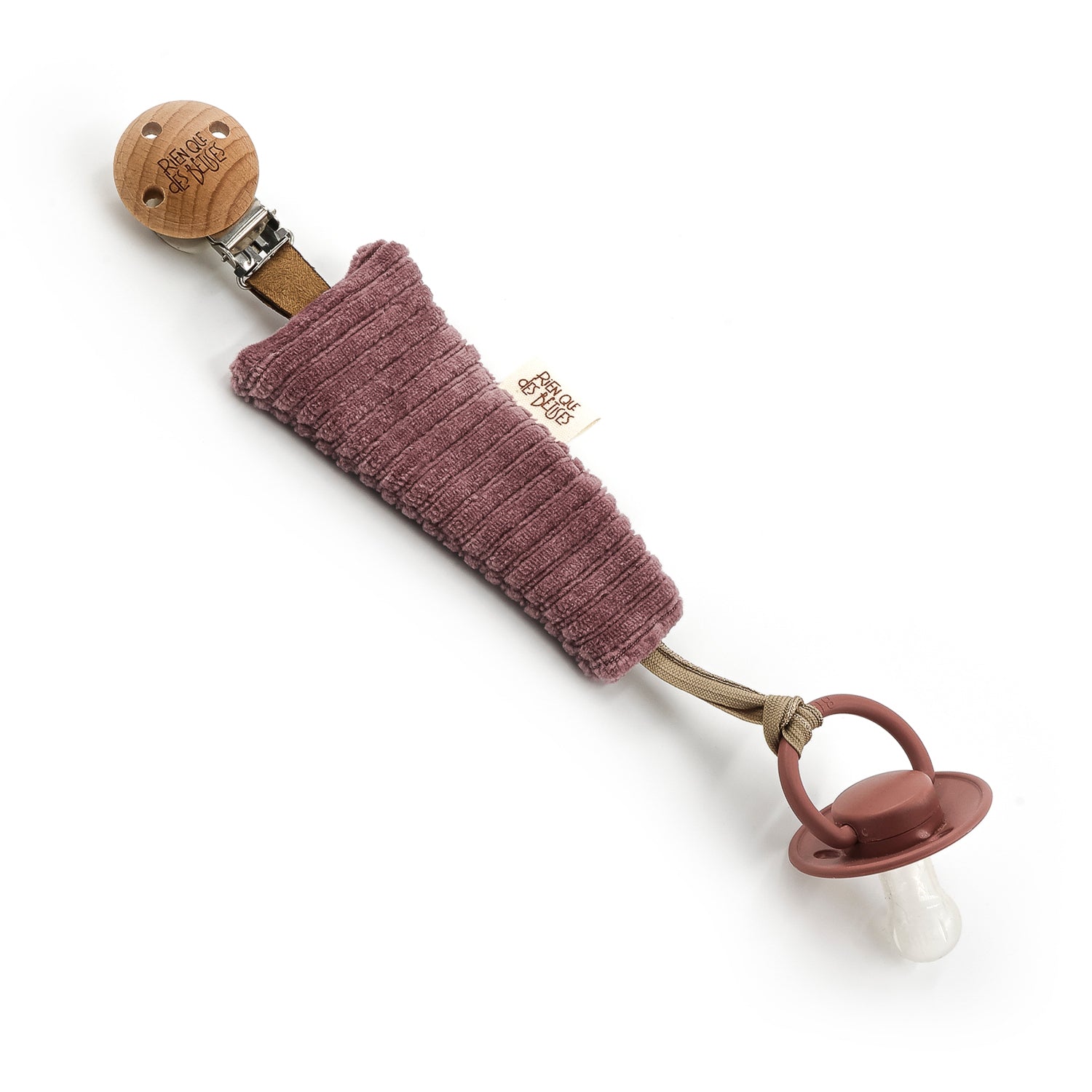 Attache tétine velours parme