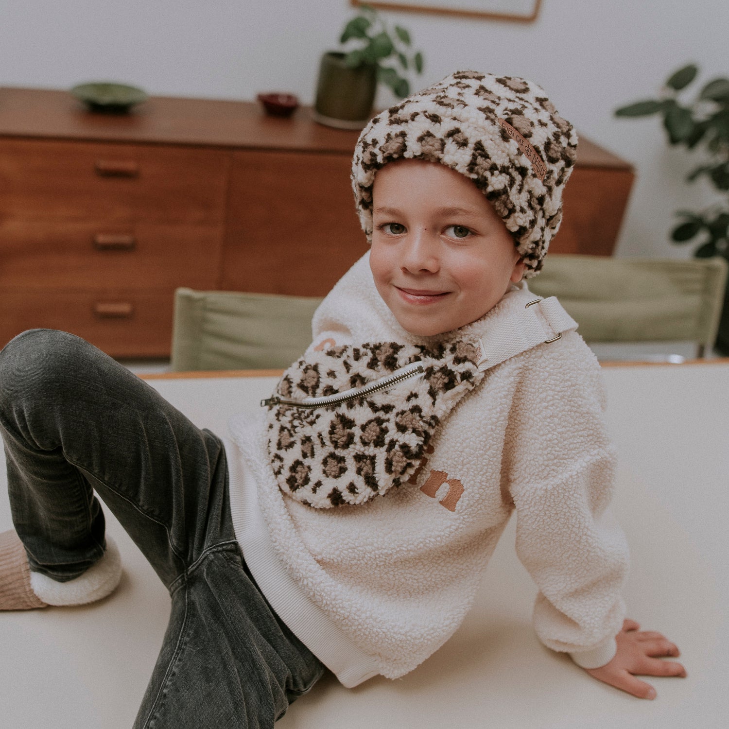 Bonnet léopard kids