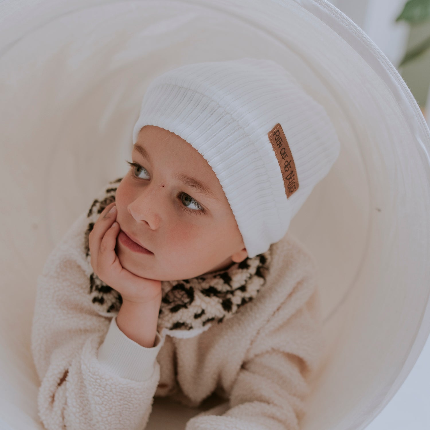 Bonnet velours écru kids