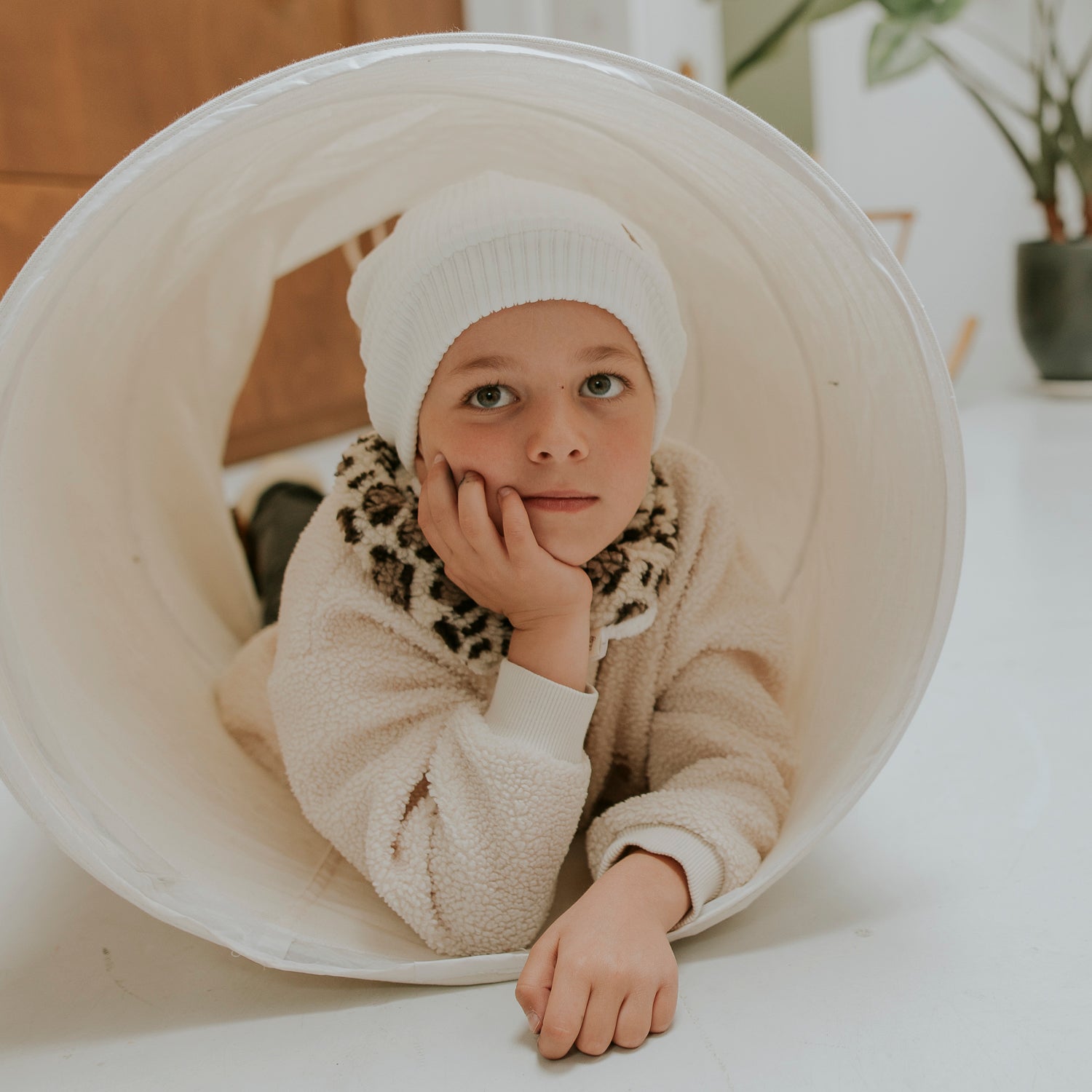 Bonnet velours écru kids