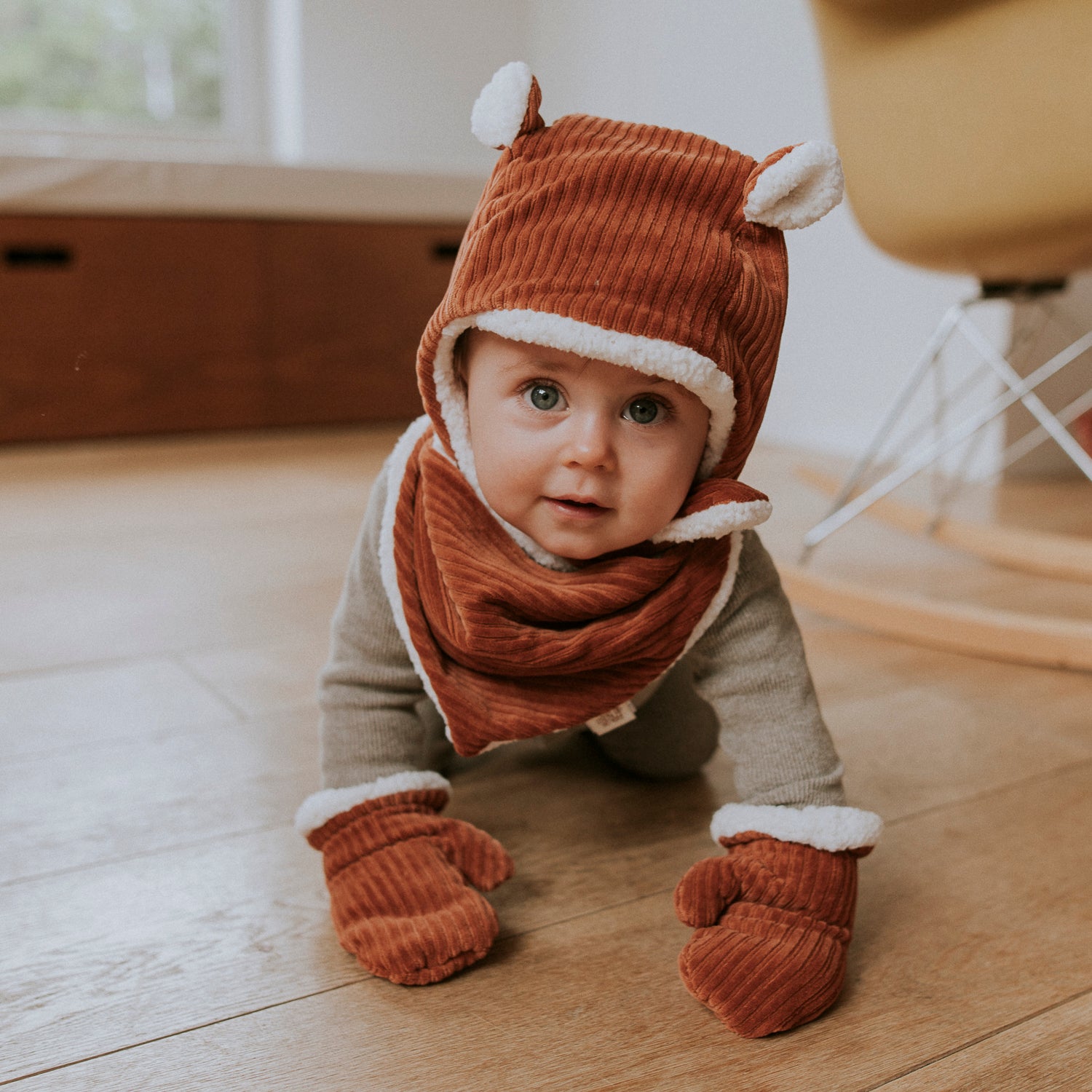 Bonnet velours paprika