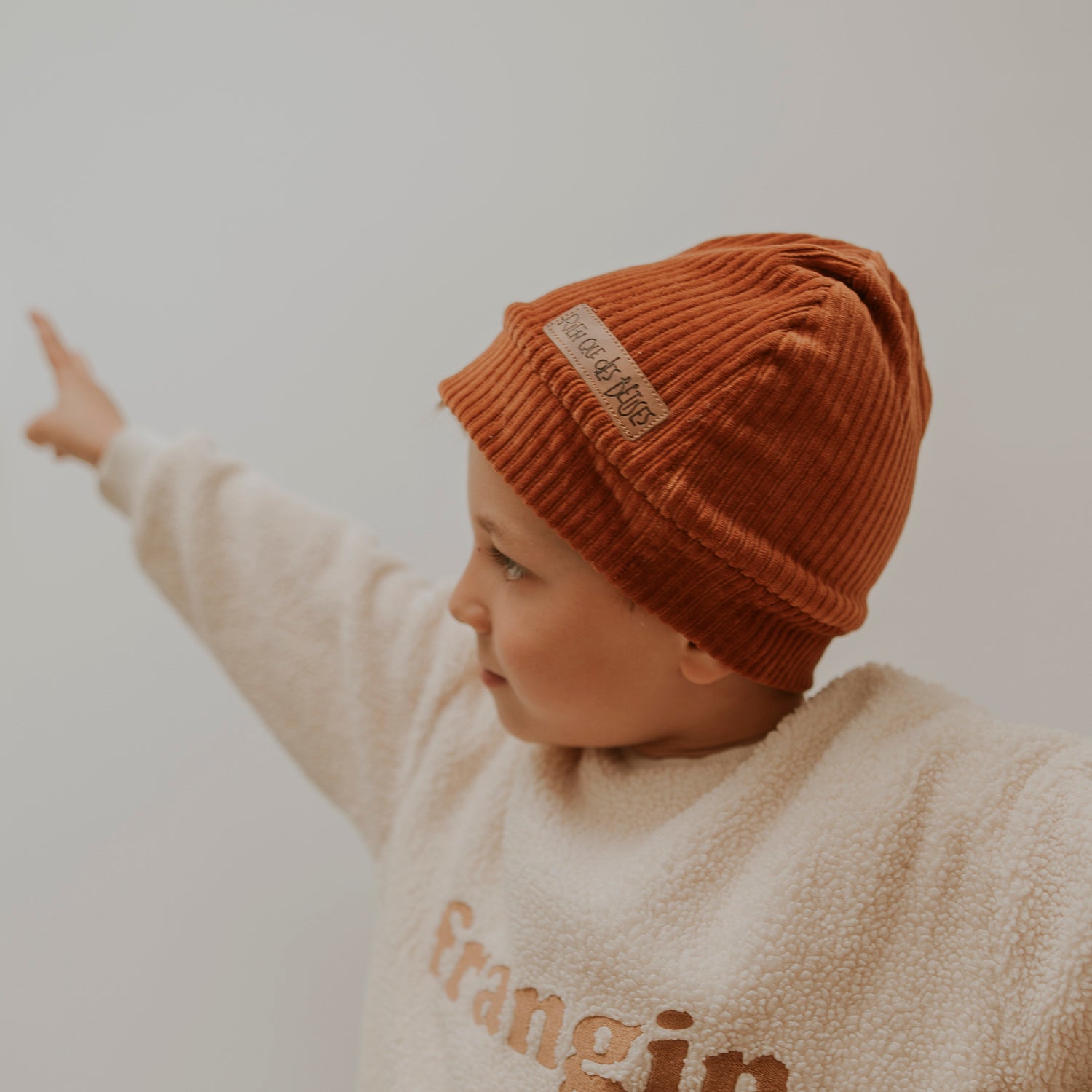 Bonnet velours paprika kids