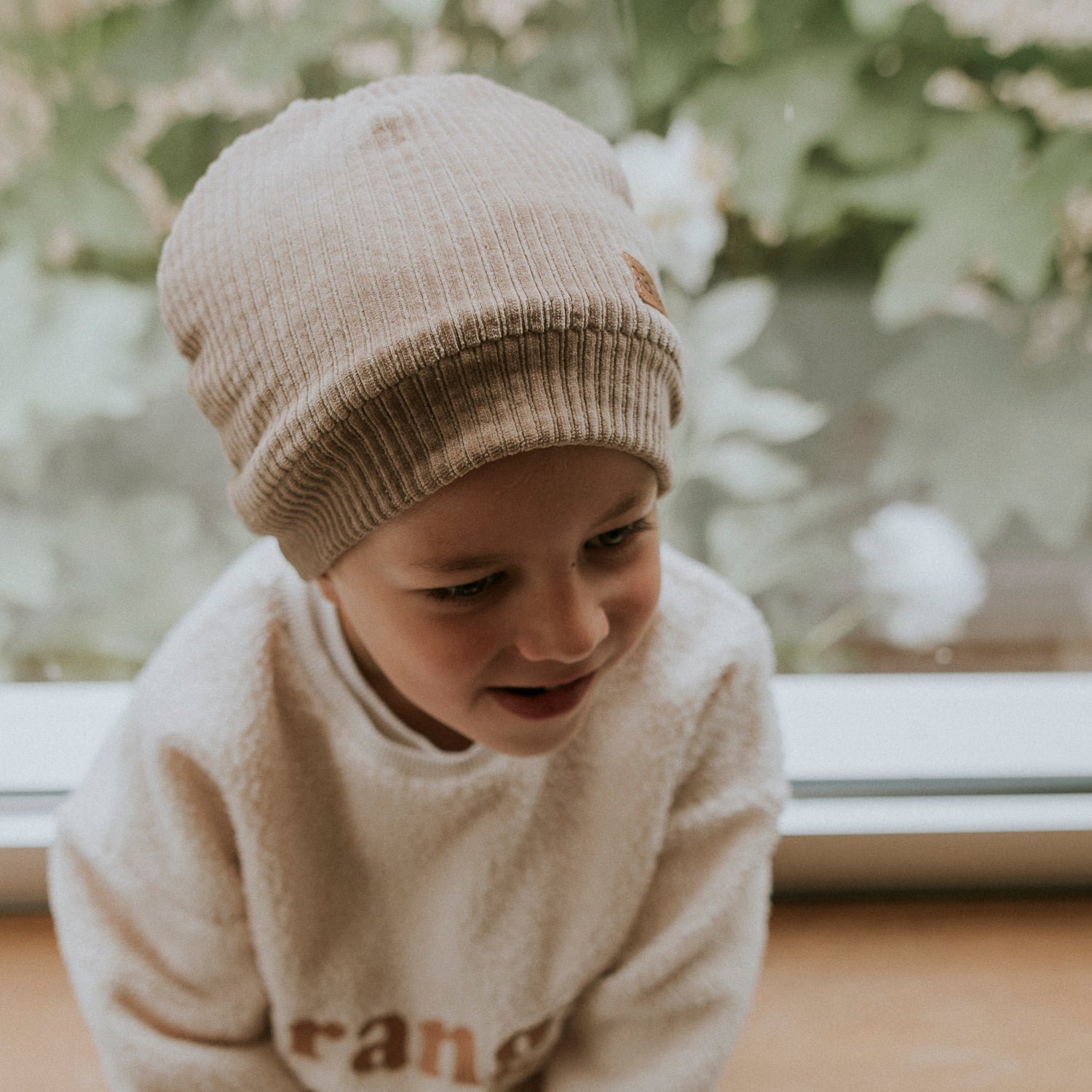 Bonnet velours taupe kids