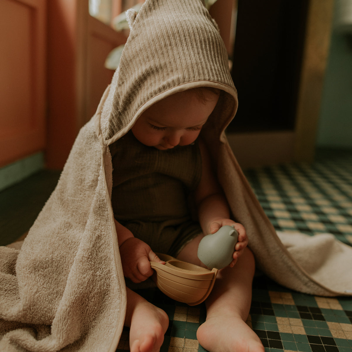 Cape de bain Velours Taupe