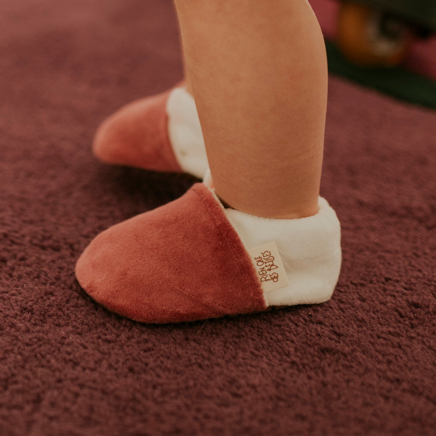 Chaussons éponge vieux rose