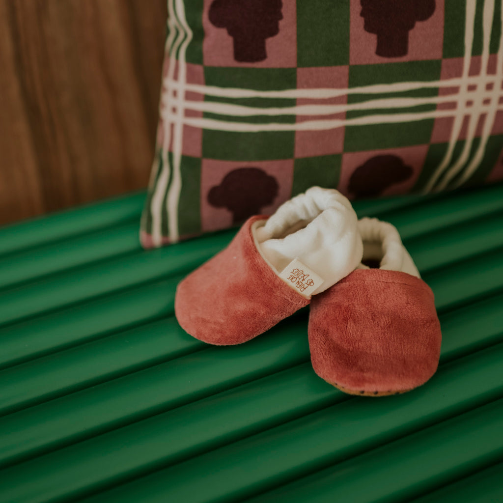 Chaussons éponge vieux rose