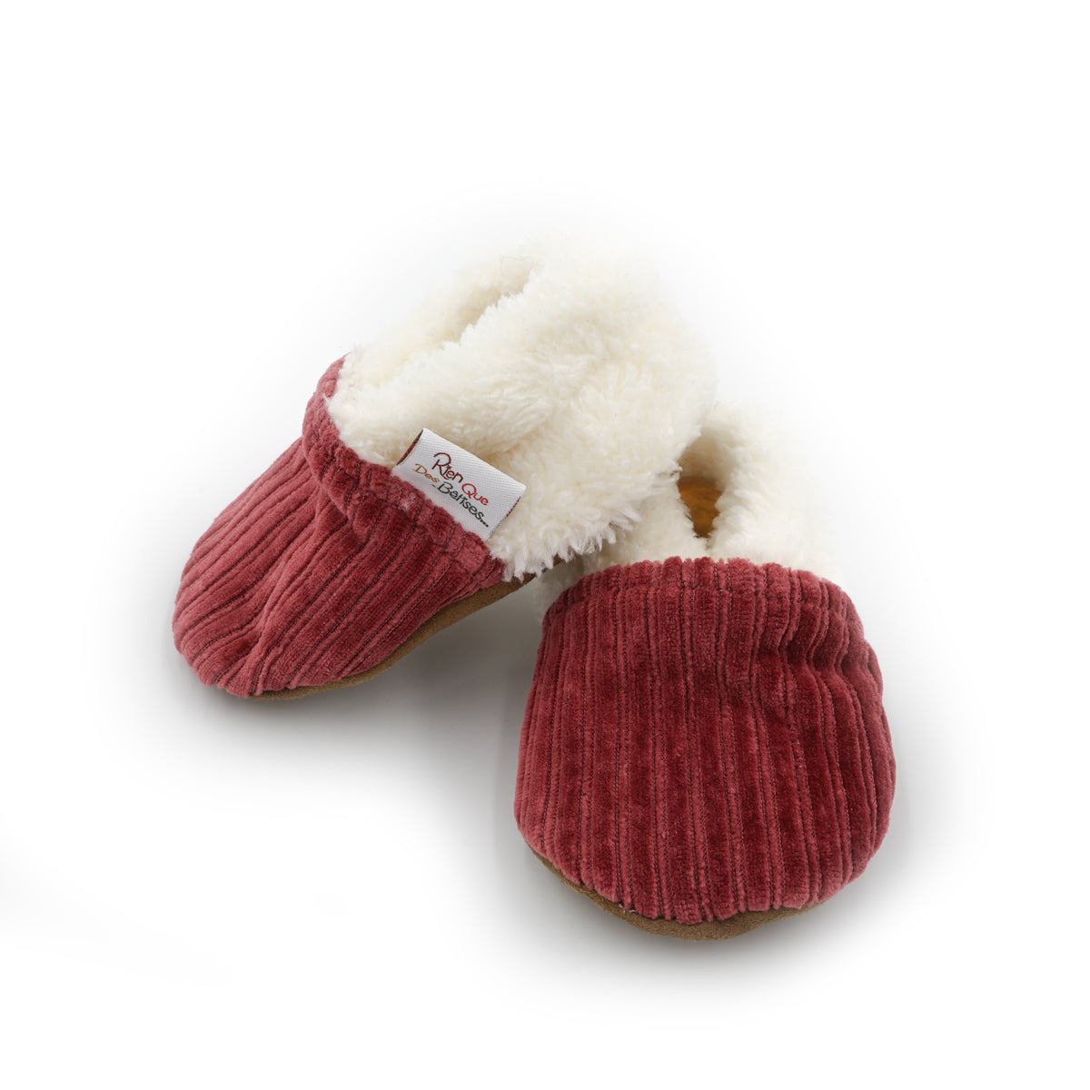 Chaussons velours framboise