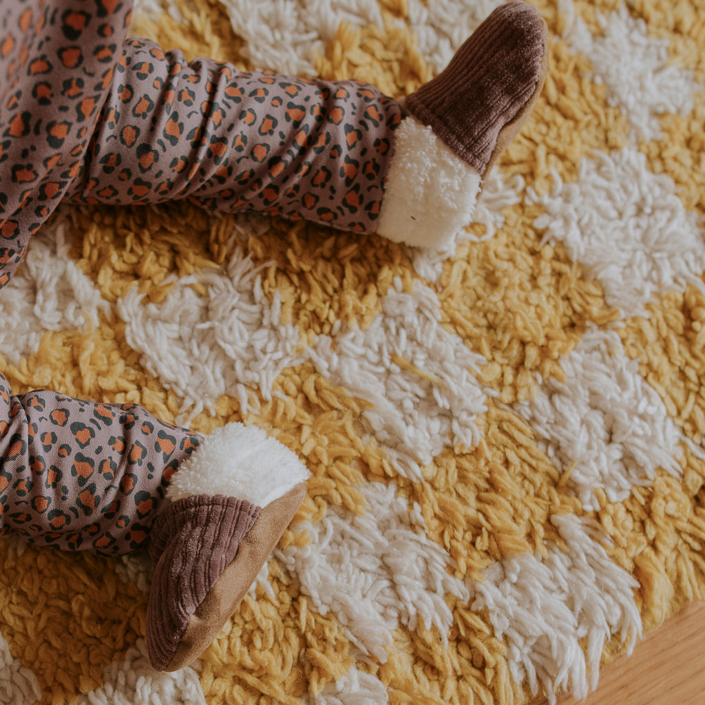 Chaussons velours parme