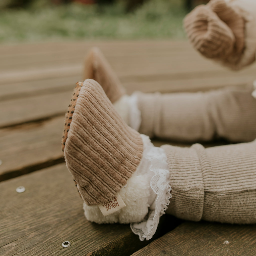 Chaussons velours taupe