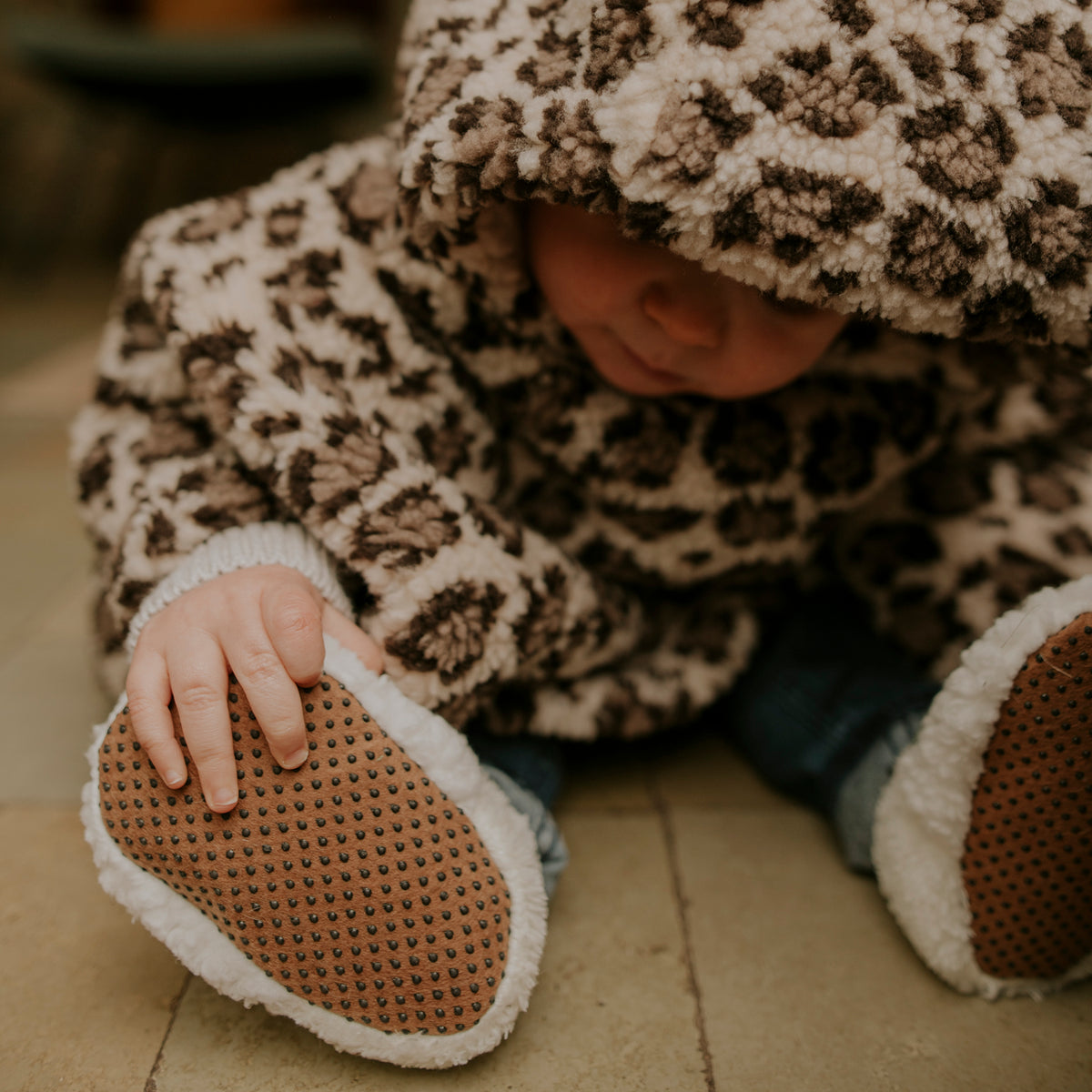 Chaussons teddy ecru