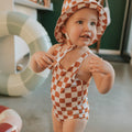 Maillot de bain damier camel rien que des bêtises