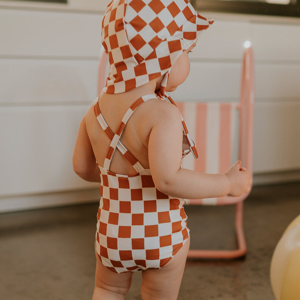 Maillot de bain damier camel rien que des bêtises