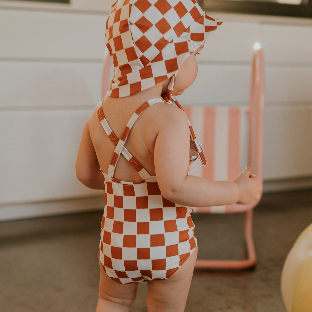 Maillot de bain damier camel rien que des bêtises