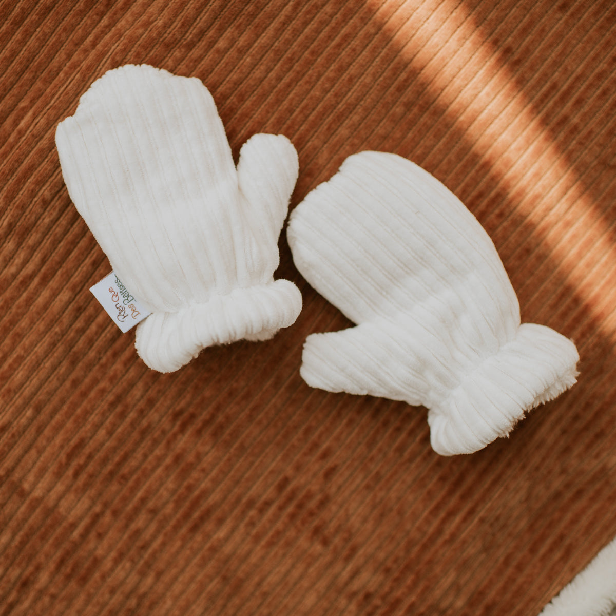 Moufles velours Ecru