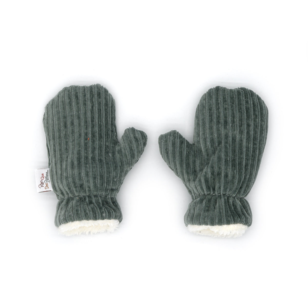 Moufles velours Kaki