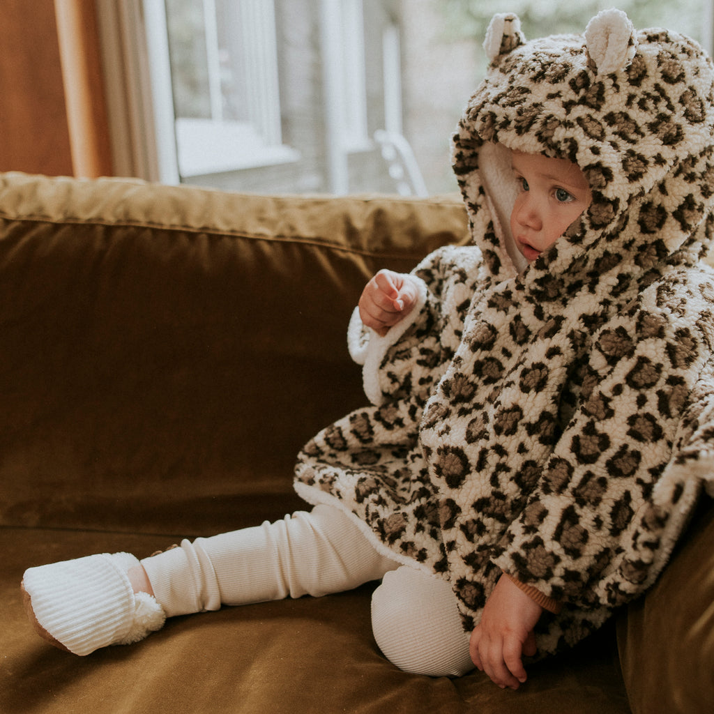 Poncho bébé teddy léopard