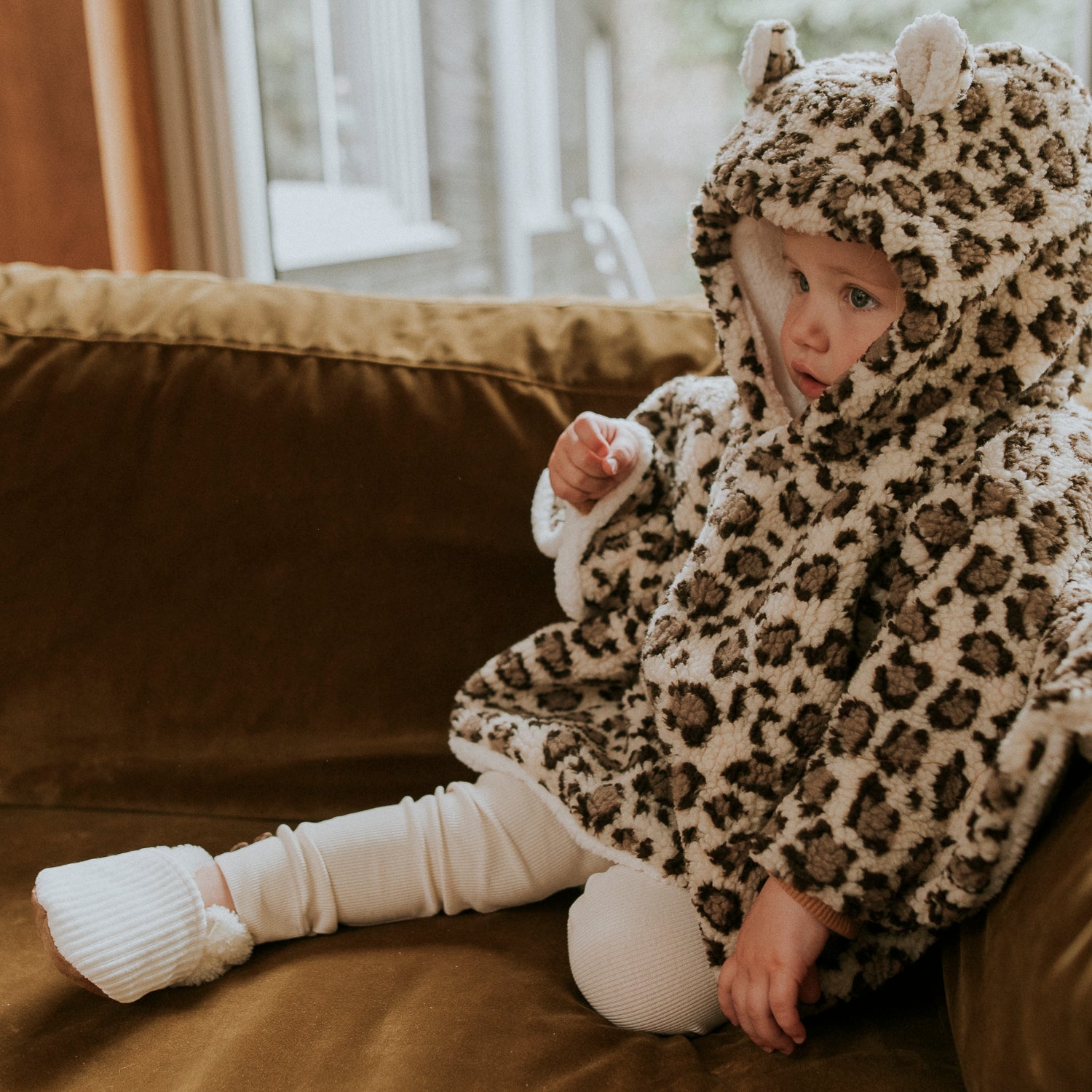 Poncho bébé teddy léopard