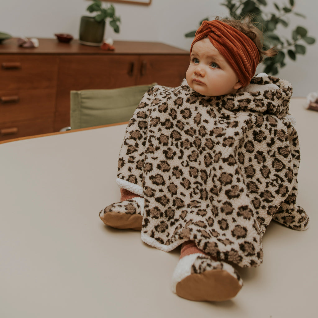 Poncho bébé teddy léopard