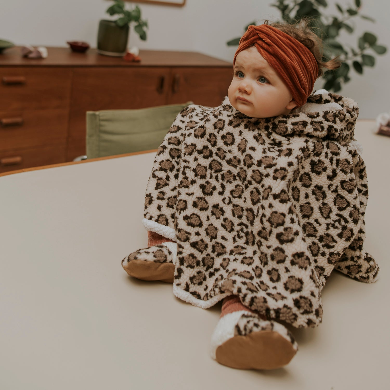 Poncho bébé teddy léopard