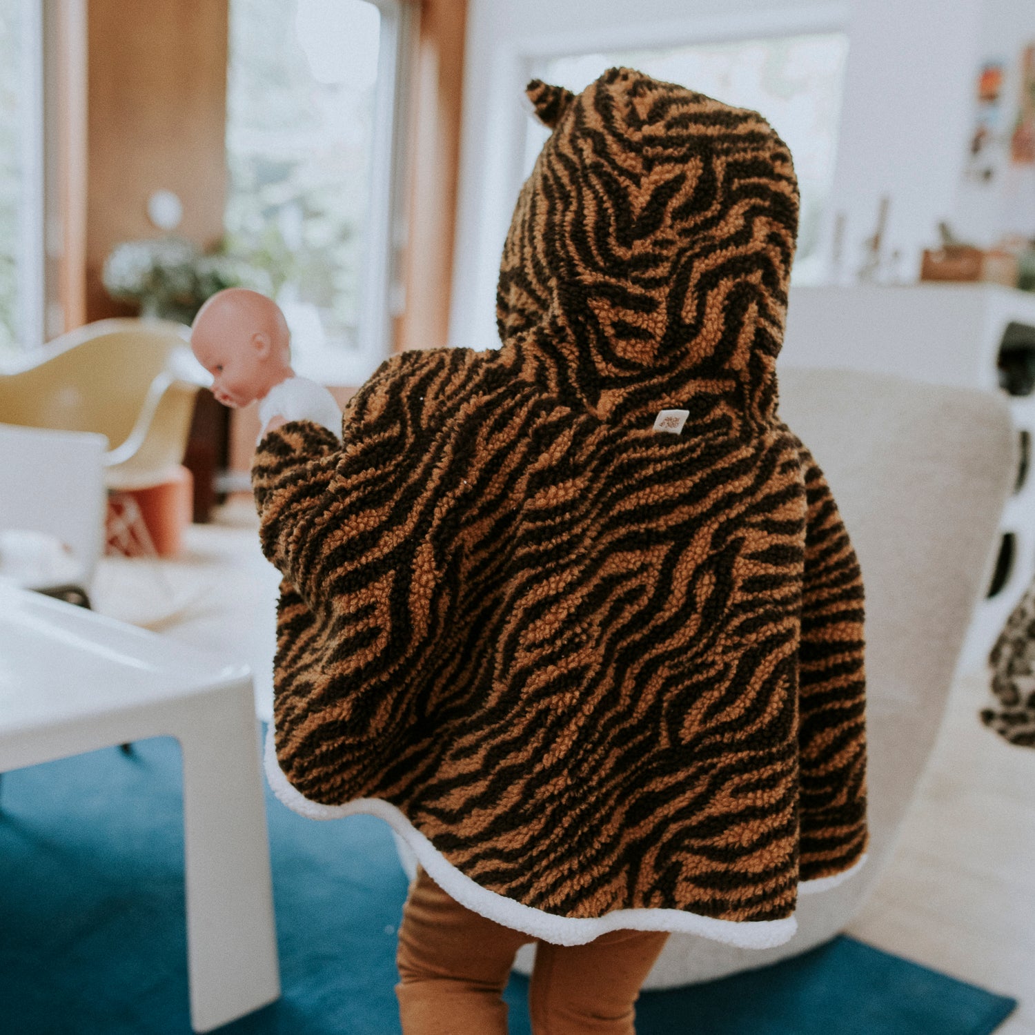 Poncho bébé teddy tigre