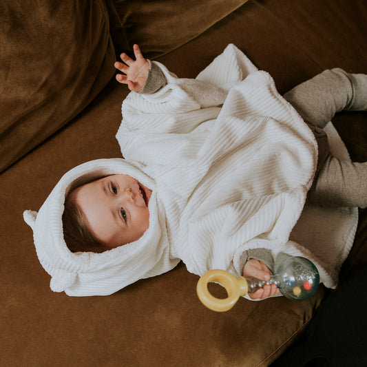 Poncho bébé velours ecru