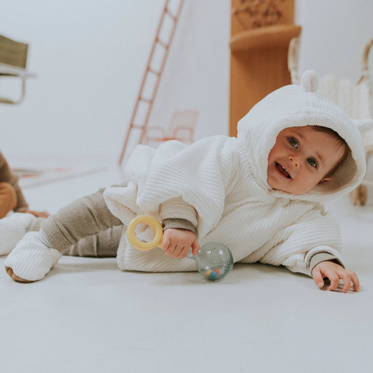 Poncho bébé velours ecru