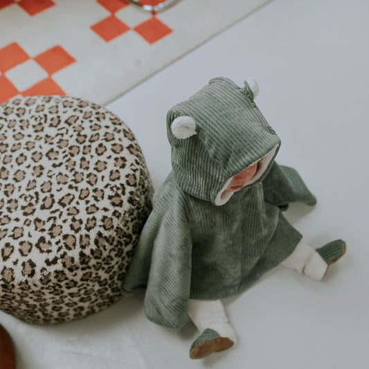 Poncho bébé velours kaki