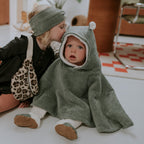 Poncho bébé velours kaki