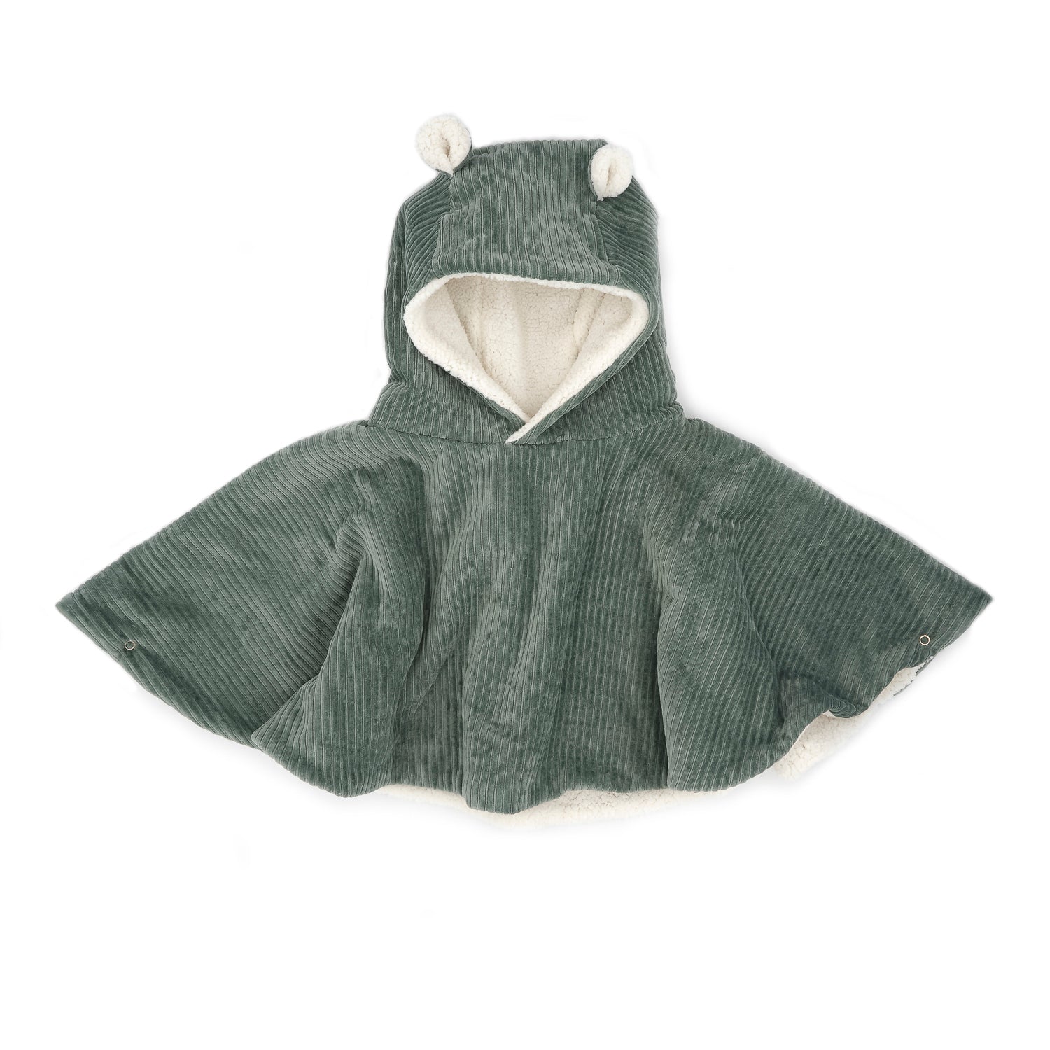 Poncho bébé velours kaki