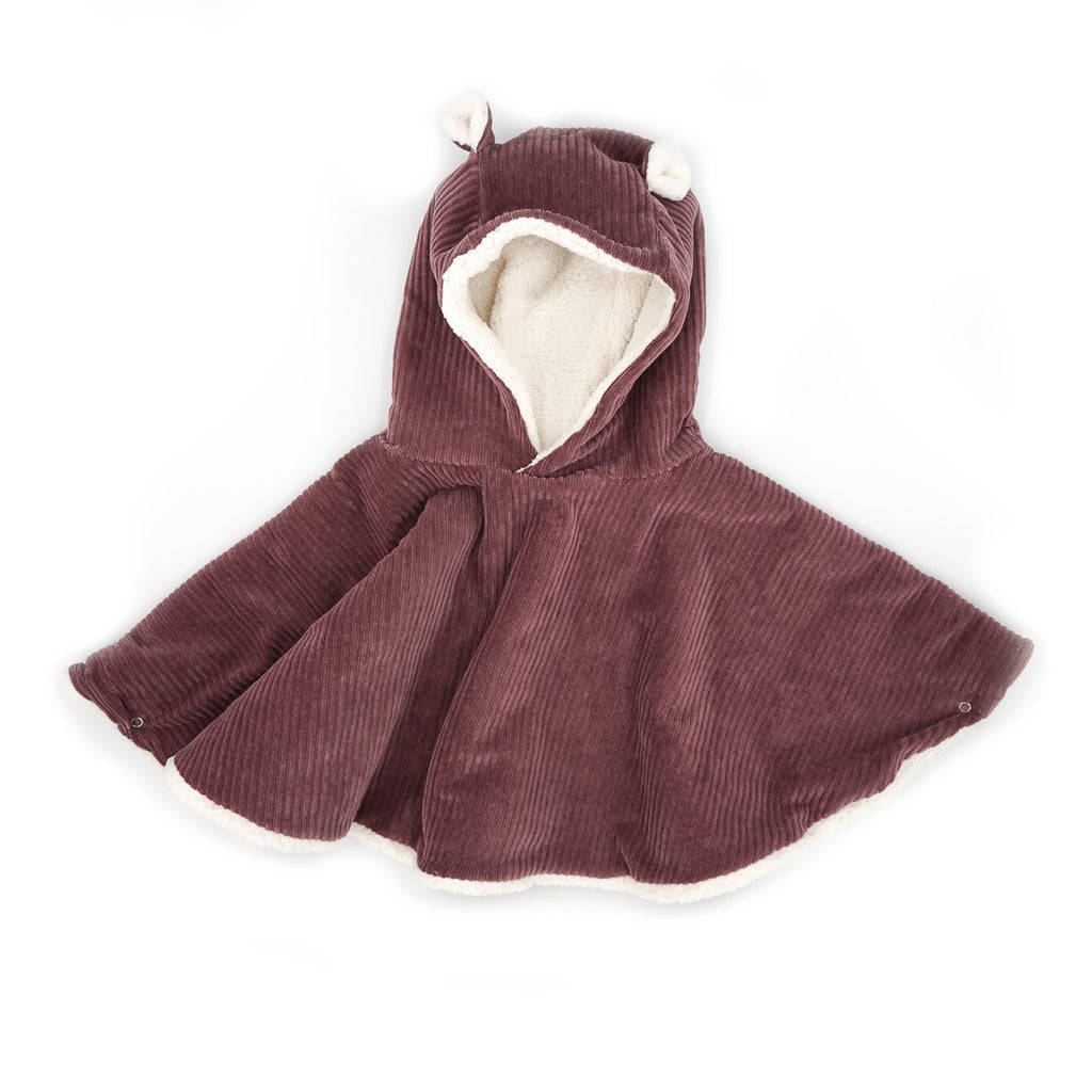 Poncho bébé velours parme