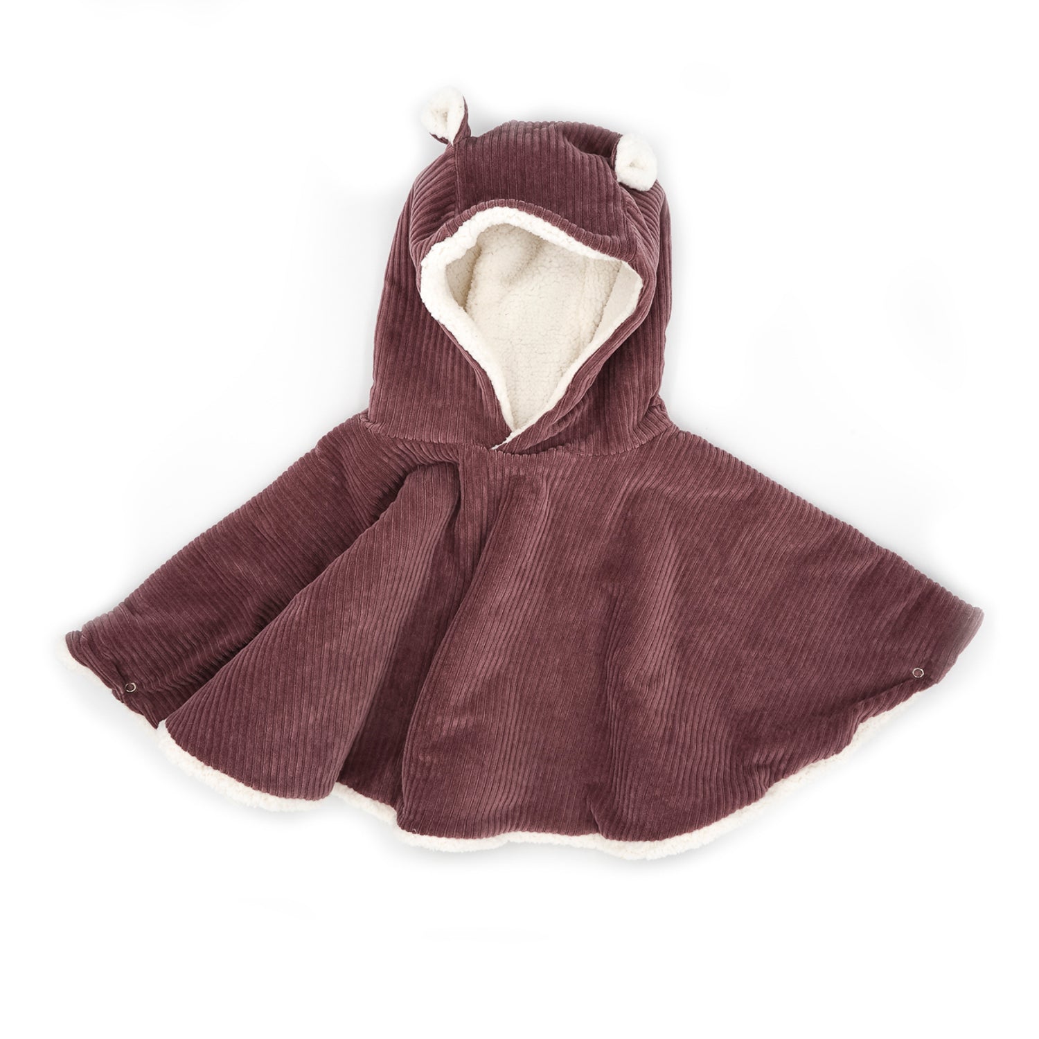 Poncho bébé velours parme