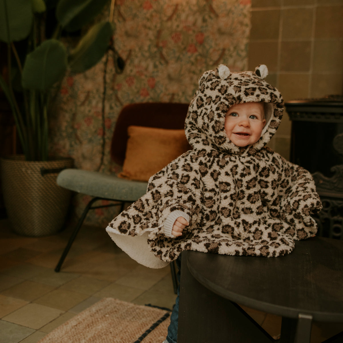 Poncho bébé teddy léopard
