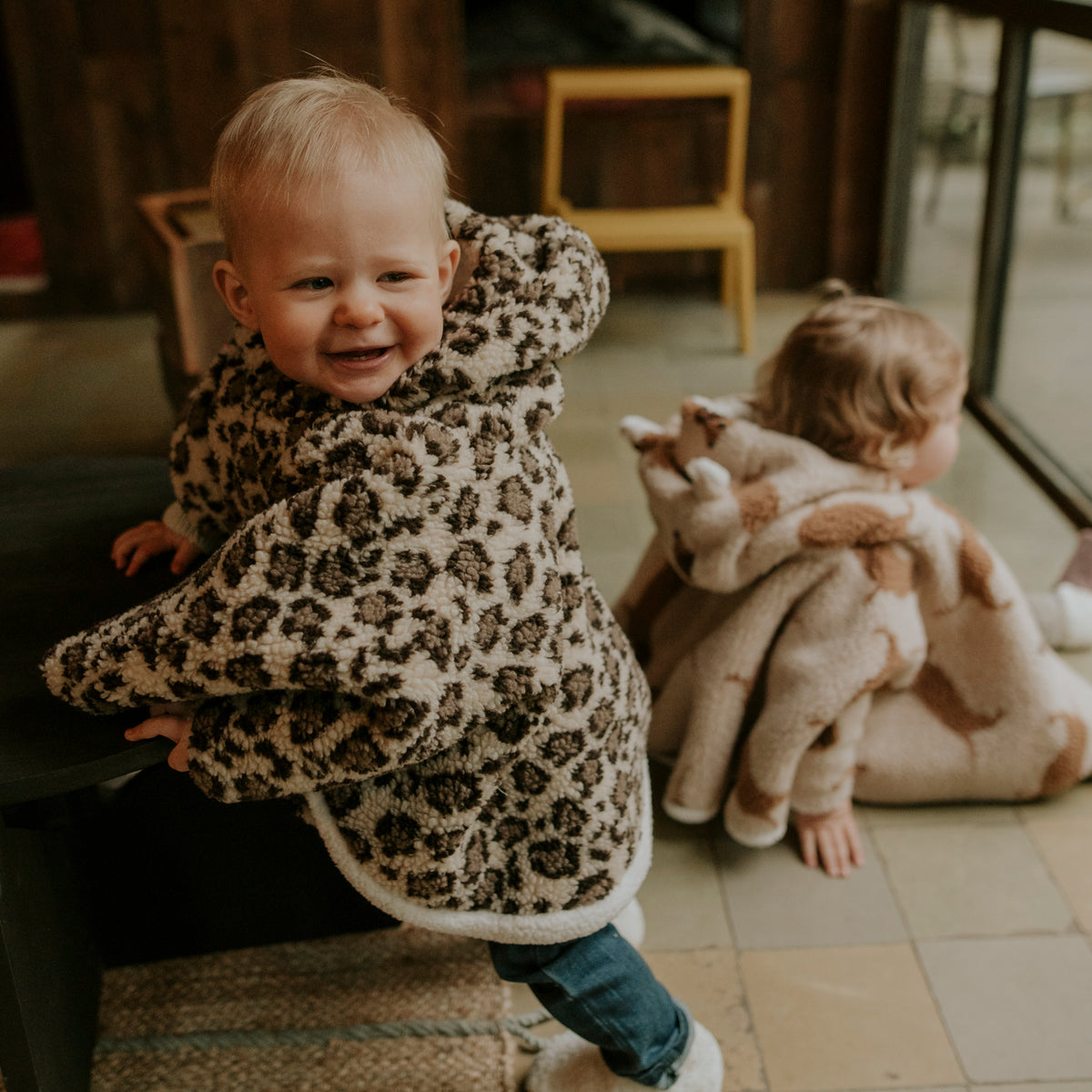 Poncho bébé teddy léopard