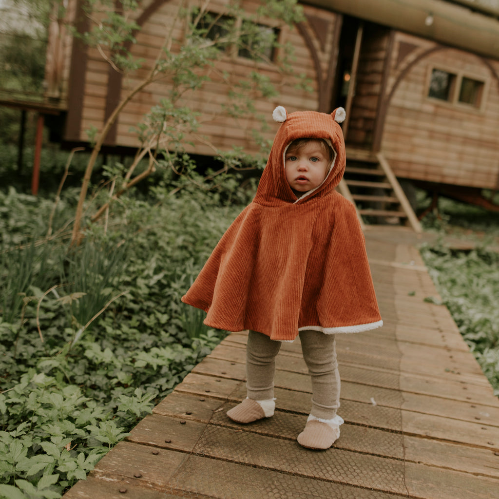 Poncho bébé velours paprika