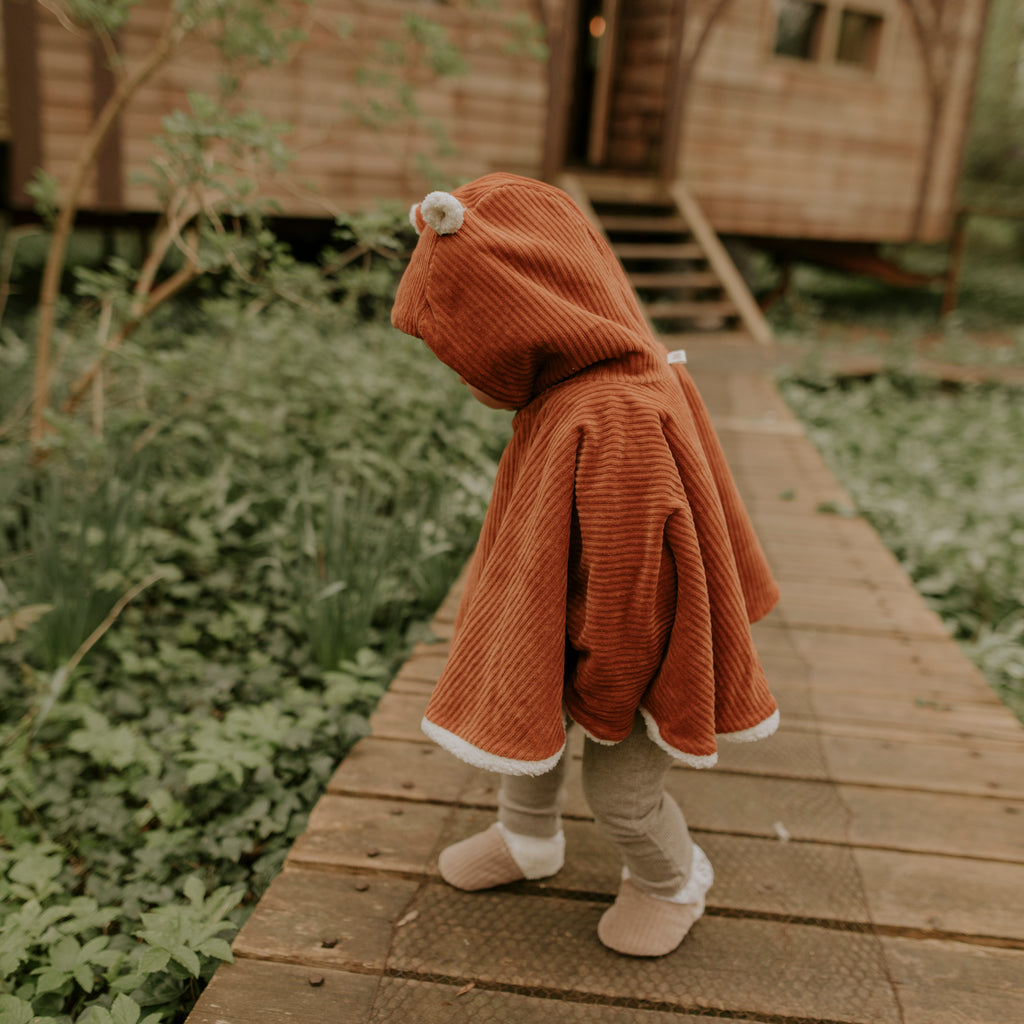 Poncho bébé velours paprika