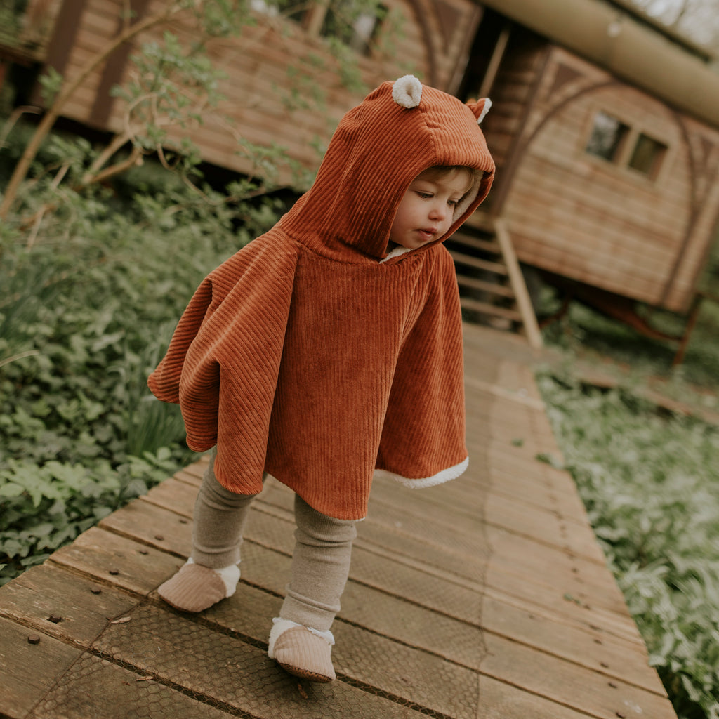 Poncho bébé velours paprika