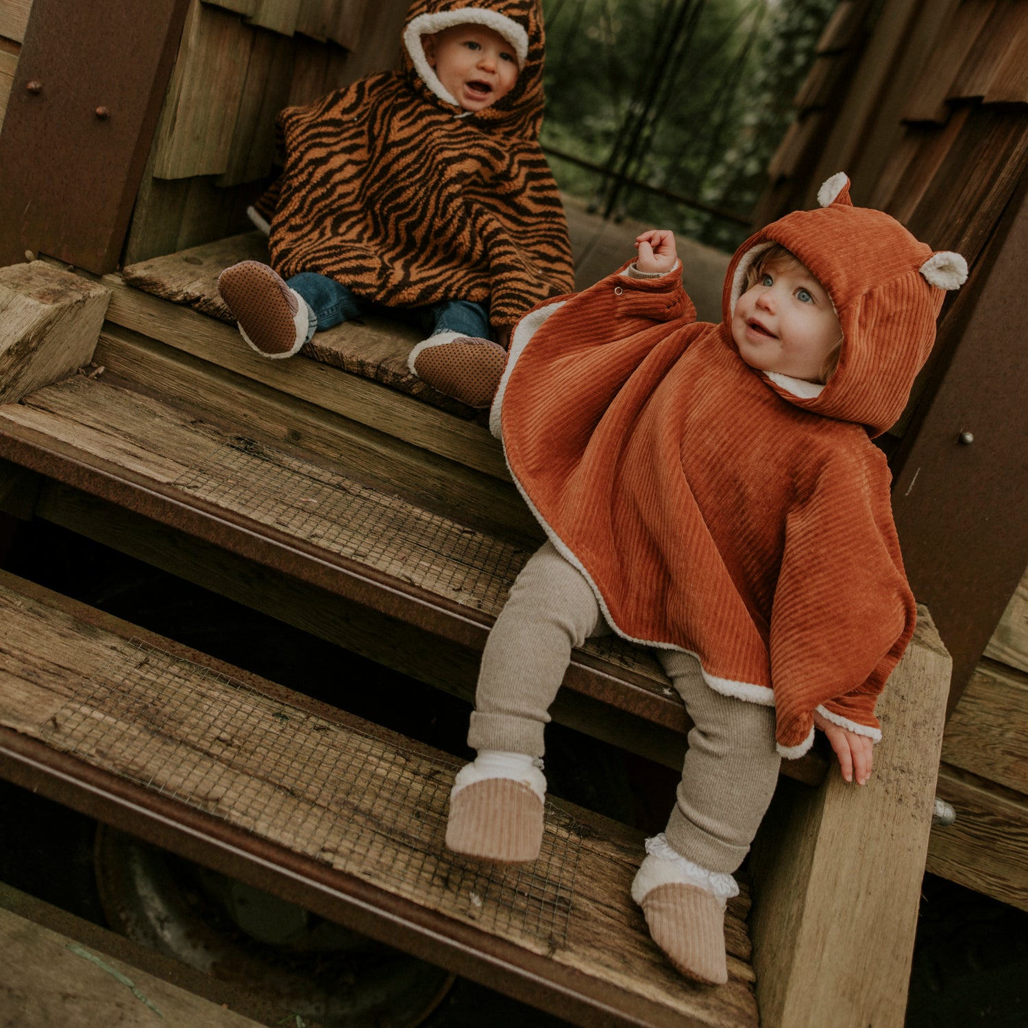 Poncho bébé velours paprika