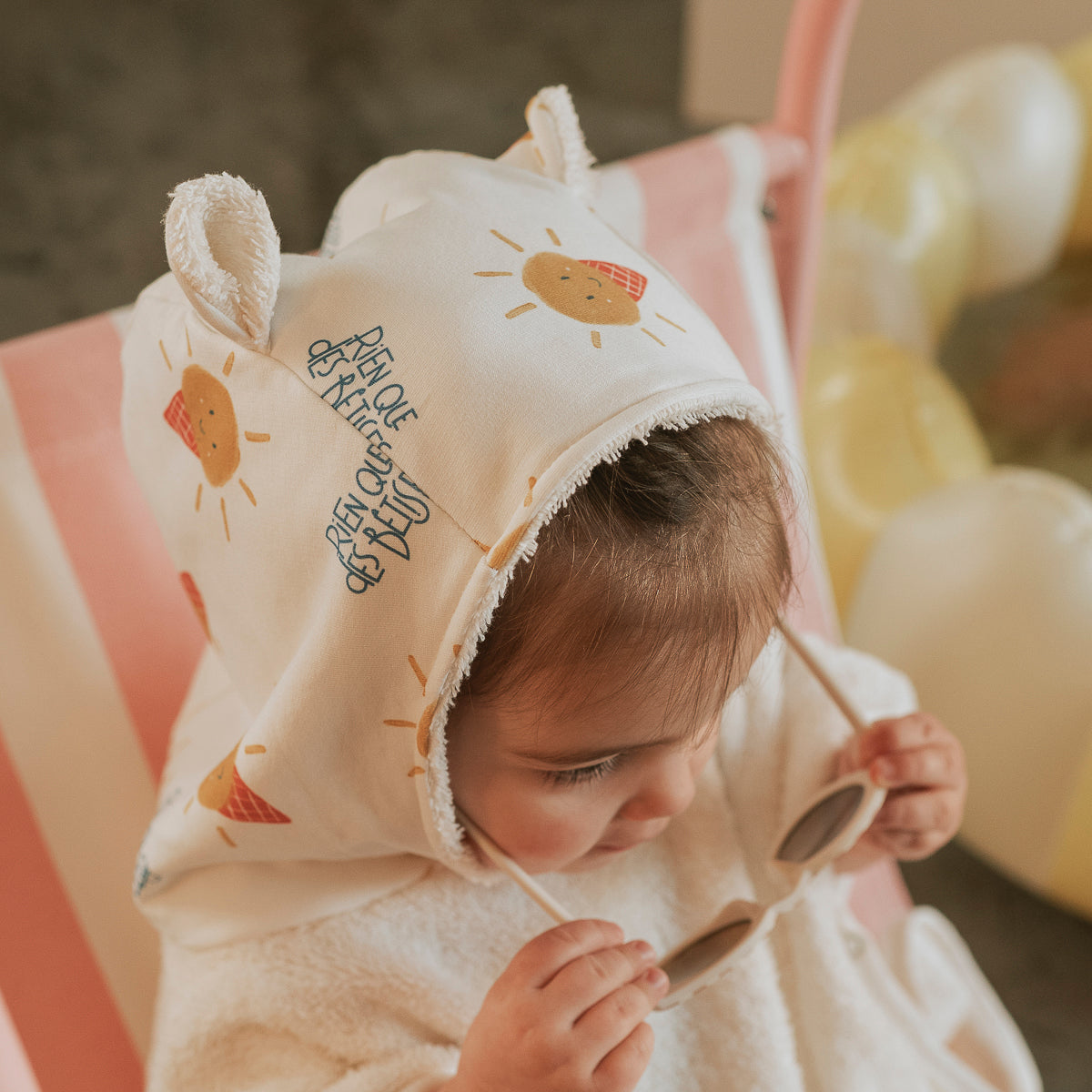 Poncho de bain écru et glace rien que des bêtises