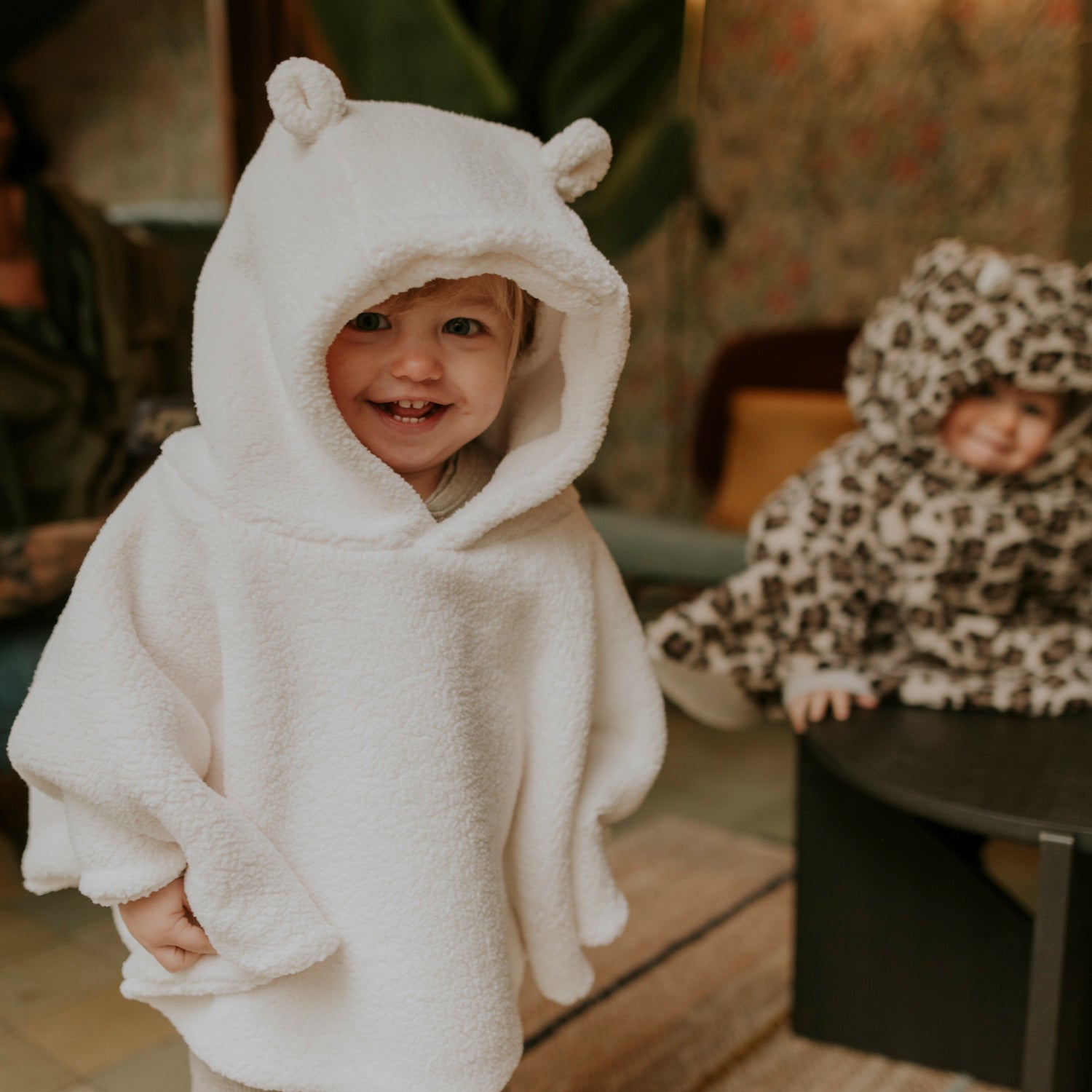 Poncho bébé teddy ecru