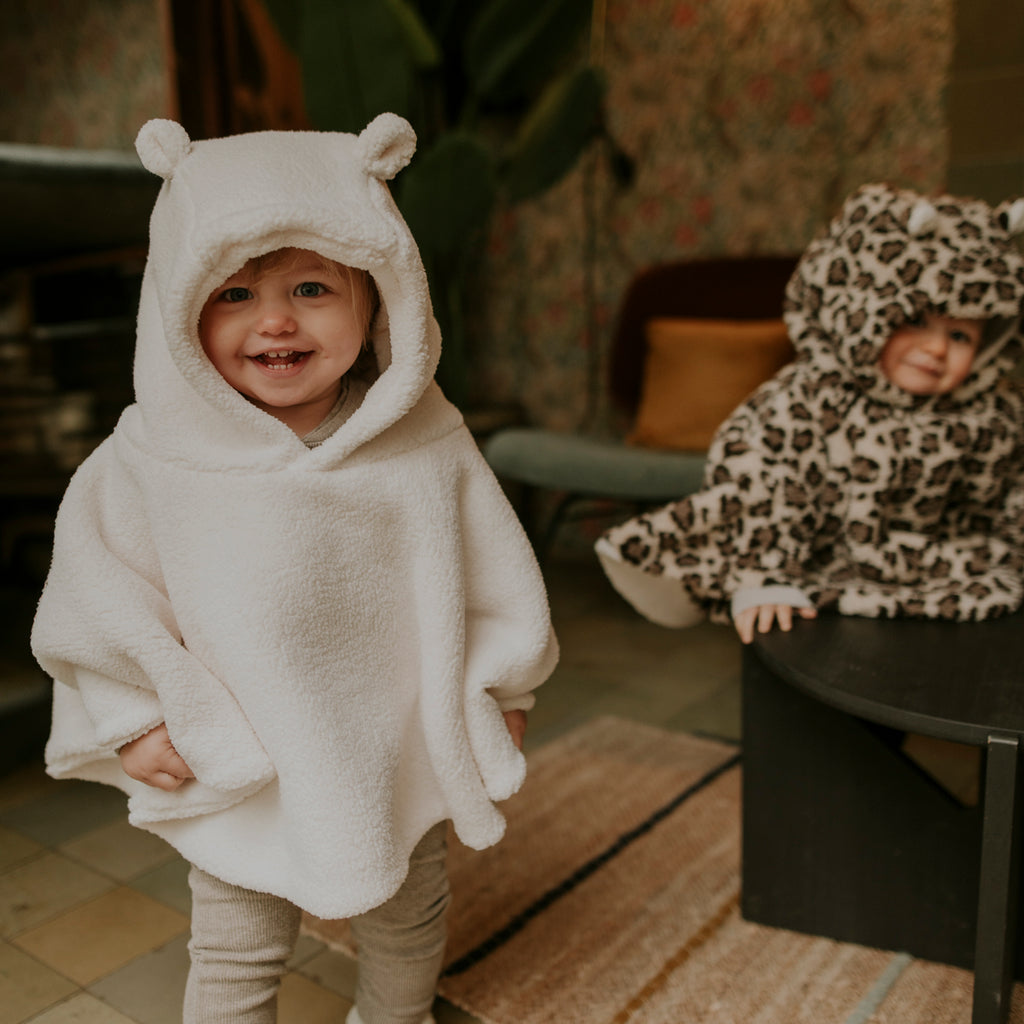 Poncho bébé teddy ecru