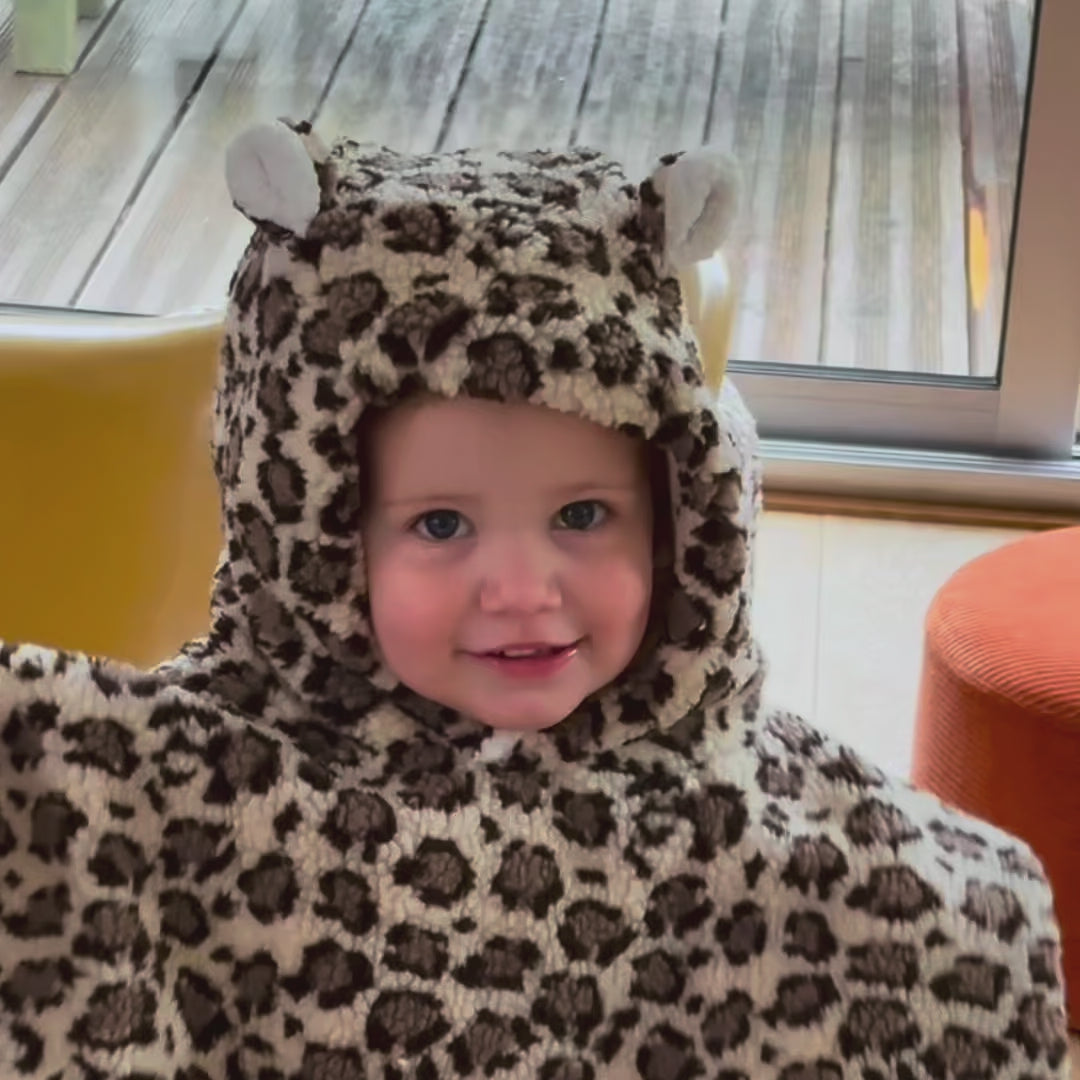 Poncho bébé teddy léopard